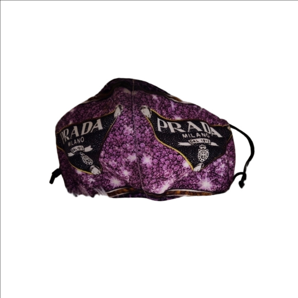 Handmade Purple Black Fabric Face Mask Adult Size NWOT